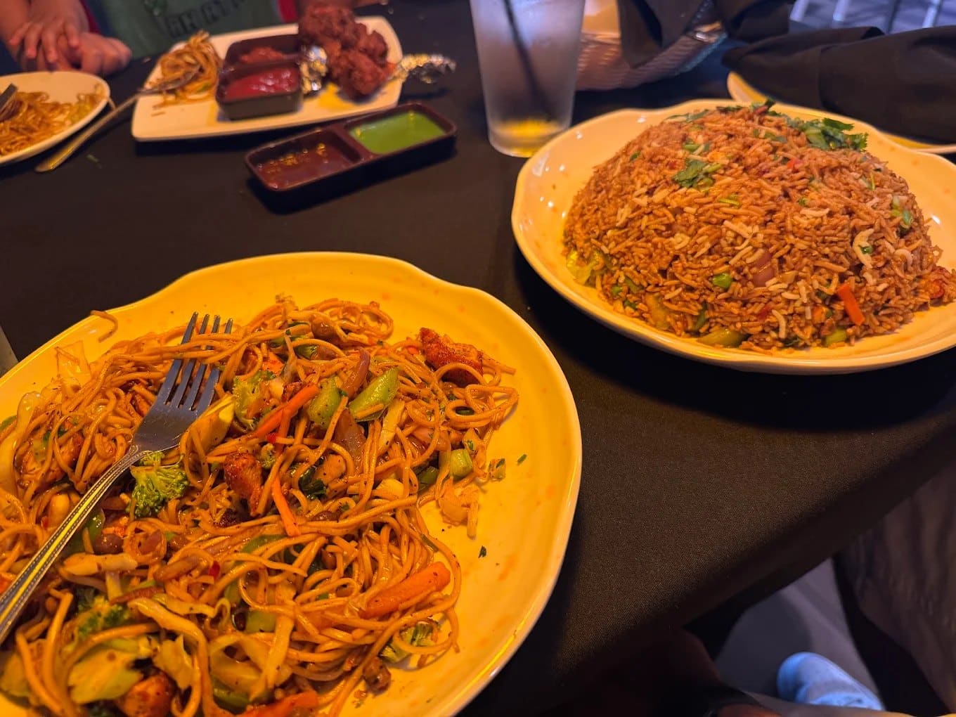 Two plates of chowmein