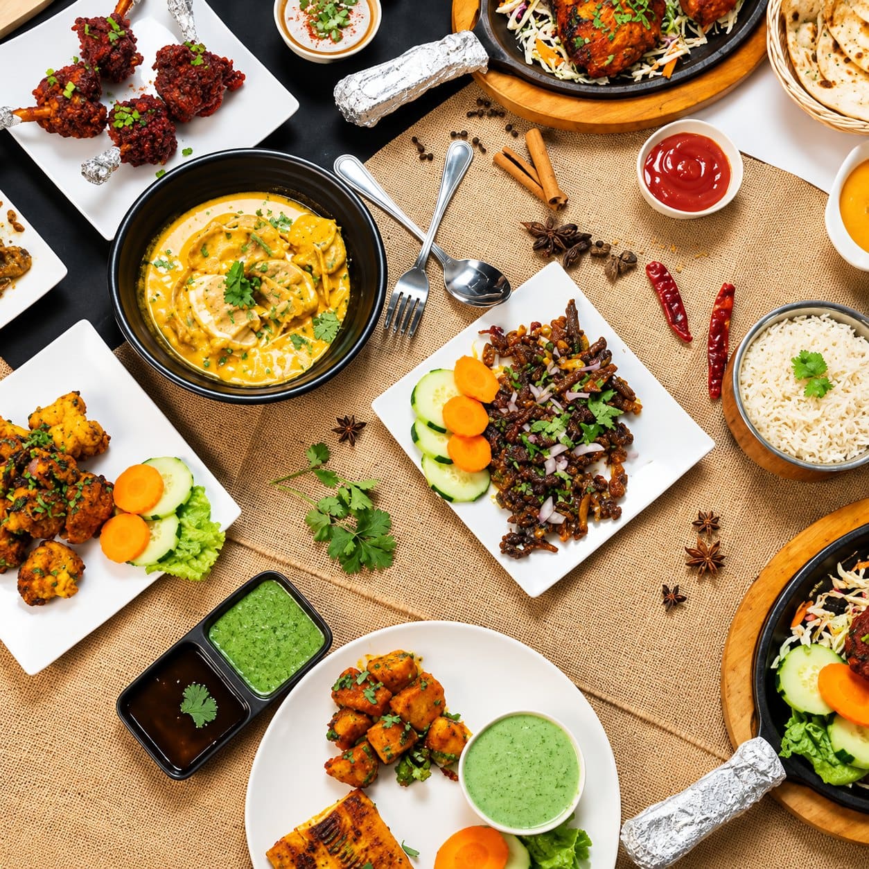 A spread of dishes from the kitchen