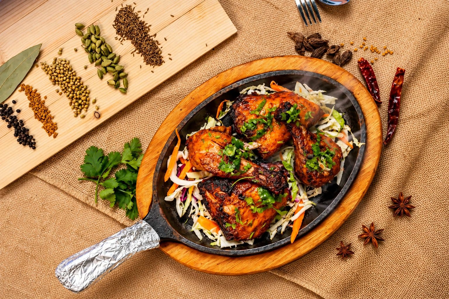 Chicken tandoori with whole spices