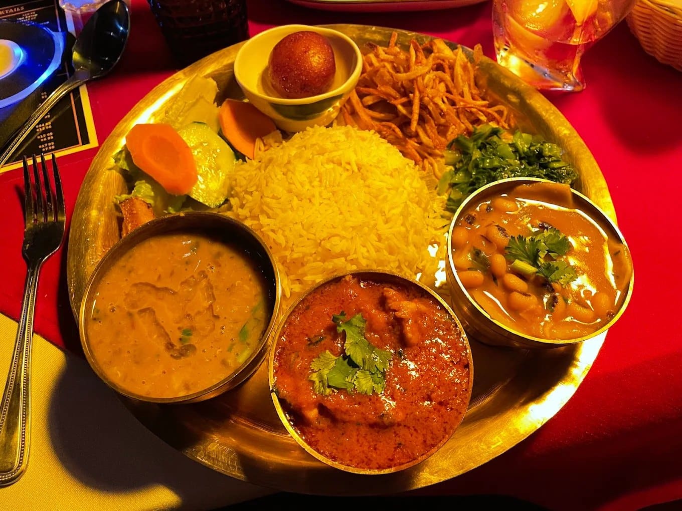 Thali on a brass plate